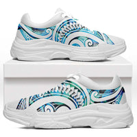 Cyan White New Zealand Puhoro Ta Moko Chunky Sneakers LT14 White - Polynesian Pride