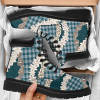 Dark Cyan Hawaii Tiare and Shell Lei All Season Boots Hawaiian Palaka Luxury Vibes LT14 Dark Cyan - Polynesian Pride