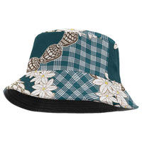 Dark Cyan Hawaii Tiare and Shell Lei Bucket Hat Hawaiian Palaka Luxury Vibes LT14 One Size Dark Cyan - Polynesian Pride