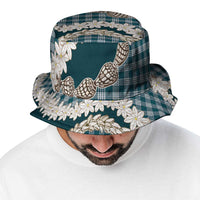 Dark Cyan Hawaii Tiare and Shell Lei Bucket Hat Hawaiian Palaka Luxury Vibes LT14 - Polynesian Pride