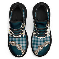 Dark Cyan Hawaii Tiare and Shell Lei Clunky Sneakers Hawaiian Palaka Luxury Vibes LT14 - Polynesian Pride
