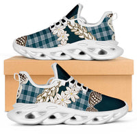 Dark Cyan Hawaii Tiare and Shell Lei Clunky Sneakers Hawaiian Palaka Luxury Vibes LT14 Dark Cyan - Polynesian Pride