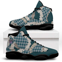 Dark Cyan Hawaii Tiare and Shell Lei Sneakers J13 Hawaiian Palaka Luxury Vibes LT14 Dark Cyan - Polynesian Pride
