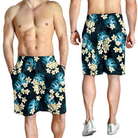 Dark Cyan Tropical Hawaii Shorts for Men Seamless Monstera Plumeria Hawaiian Pattern LT14 - Polynesian Pride