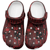 Dark Samoa Manuia Le Kerisimasi Clogs Shoes Pacific Patchwork Xmas Vibes - Polynesian Pride