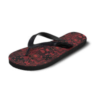 Dark Samoa Manuia Le Kerisimasi Flip Flops Pacific Patchwork Xmas Vibes - Polynesian Pride