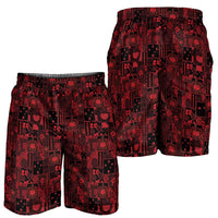 Dark Samoa Manuia Le Kerisimasi Shorts for Men Pacific Patchwork Xmas Vibes - Polynesian Pride