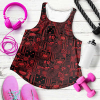 Dark Samoa Manuia Le Kerisimasi Women Racerback Tank Pacific Patchwork Xmas Vibes - Polynesian Pride