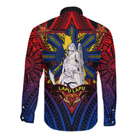 Filipinos Lapu-lapu Hero Long Sleeve Button Shirt Philippines Flag and Sun DT02 - Polynesian Pride