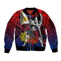Filipinos Lapu-lapu Hero Sleeve Zip Bomber Jacket Philippines Flag and Sun DT02 Unisex Art - Polynesian Pride