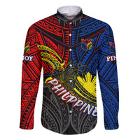 Philippines Half Sleeve Tattoo Family Matching Long Sleeve Bodycon Dress and Hawaiian Shirt Pinoy Filipinos Sun DT02 Dad's Shirt - Long Sleeve Art - Polynesian Pride