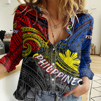 Philippines Half Sleeve Tattoo Women Casual Shirt Pinoy Filipinos Sun DT02 Female Art - Polynesian Pride