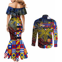Pinoy Philippines Couples Matching Mermaid Dress and Long Sleeve Button Shirt Filipino Tattoo Art Style DT02 - Polynesian Pride