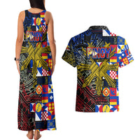 Pinoy Philippines Couples Matching Tank Maxi Dress and Hawaiian Shirt Filipino Tattoo Art Style DT02 - Polynesian Pride