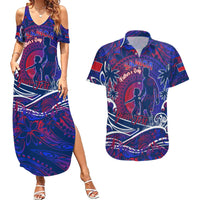 Father's Day Samoa Couples Matching Summer Maxi Dress and Hawaiian Shirt Special Dad Polynesia Paradise DT02 Green - Polynesian Pride