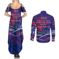Father's Day Samoa Couples Matching Summer Maxi Dress and Long Sleeve Button Shirt Special Dad Polynesia Paradise DT02 - Polynesian Pride