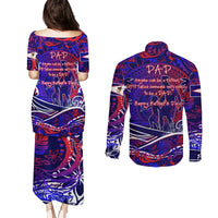 Father's Day American Samoa Couples Matching Puletasi and Long Sleeve Button Shirt Special Dad Polynesia Paradise DT02 - Polynesian Pride