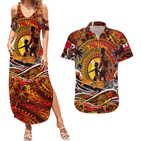 Father's Day Tonga Couples Matching Summer Maxi Dress and Hawaiian Shirt Special Dad Polynesia Paradise DT02 Orange - Polynesian Pride