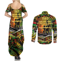 Father's Day Vanuatu Couples Matching Summer Maxi Dress and Long Sleeve Button Shirt Special Dad Polynesia Paradise DT02 - Polynesian Pride