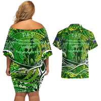 Father's Day Cook Islands Couples Matching Off Shoulder Short Dress and Hawaiian Shirt Special Dad Polynesia Paradise DT02 - Polynesian Pride