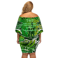 Father's Day Cook Islands Off Shoulder Short Dress Special Dad Polynesia Paradise DT02 - Polynesian Pride