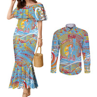 Father's Day Fiji Couples Matching Mermaid Dress and Long Sleeve Button Shirt Special Dad Polynesia Paradise DT02 Red - Polynesian Pride