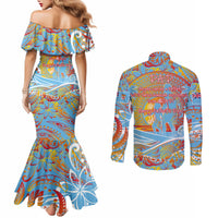 Father's Day Fiji Couples Matching Mermaid Dress and Long Sleeve Button Shirt Special Dad Polynesia Paradise DT02 - Polynesian Pride