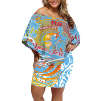 Father's Day Fiji Off Shoulder Short Dress Special Dad Polynesia Paradise DT02 Women Red - Polynesian Pride