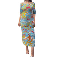 Father's Day Fiji Puletasi Special Dad Polynesia Paradise DT02 Long Dress Red - Polynesian Pride