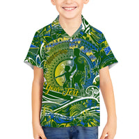 Father's Day Solomon Islands Family Matching Off The Shoulder Long Sleeve Dress and Hawaiian Shirt Special Dad Polynesia Paradise