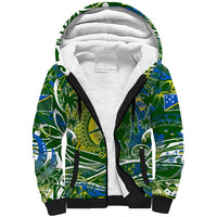 Father's Day Solomon Islands Sherpa Hoodie Special Dad Polynesia Paradise DT02 Unisex Green - Polynesian Pride