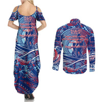 Father's Day Guam Couples Matching Summer Maxi Dress and Long Sleeve Button Shirt Special Dad Polynesia Paradise DT02 - Polynesian Pride