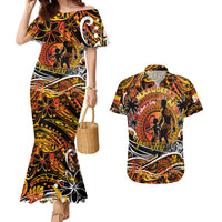 Father's Day Marquesas Islands Couples Matching Mermaid Dress and Hawaiian Shirt Special Dad Polynesia Paradise DT02 Orange - Polynesian Pride
