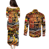 Father's Day Marquesas Islands Couples Matching Puletasi and Long Sleeve Button Shirt Special Dad Polynesia Paradise DT02 - Polynesian Pride