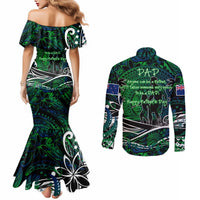 Father's Day New Zealand Couples Matching Mermaid Dress and Long Sleeve Button Shirt Special Dad Polynesia Paradise DT02 - Polynesian Pride