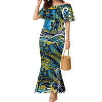 Father's Day Tokelau Mermaid Dress Special Dad Polynesia Paradise DT02 Women Blue - Polynesian Pride