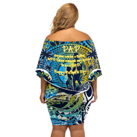 Father's Day Tokelau Off Shoulder Short Dress Special Dad Polynesia Paradise DT02 - Polynesian Pride