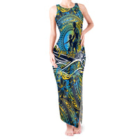 Father's Day Tokelau Tank Maxi Dress Special Dad Polynesia Paradise DT02 Women Blue - Polynesian Pride