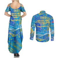 Father's Day Tuvalu Couples Matching Summer Maxi Dress and Long Sleeve Button Shirt Special Dad Polynesia Paradise DT02 - Polynesian Pride