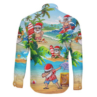 Guam Christmas Family Matching Long Sleeve Bodycon Dress and Hawaiian Shirt Santa Claus Beach and Wave DT02 - Polynesian Pride