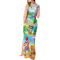Guam Christmas Tank Maxi Dress Santa Claus Beach and Wave DT02 - Polynesian Pride