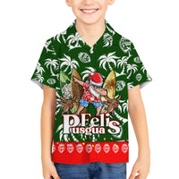 Guam Christmas Kid Hawaiian Shirt Felis Pusgua Tropical Xmas Patterns DT02 Kid Green - Polynesian Pride