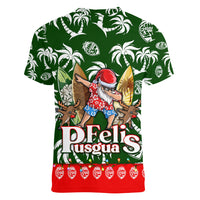 Guam Christmas Women V Neck T Shirt Felis Pusgua Tropical Xmas Patterns DT02 - Polynesian Pride