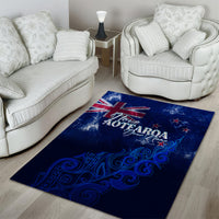 Personalised New Zealand Area Rug Aotearoa Map Silver Fern DT02 - Polynesian Pride