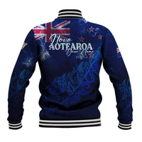 Personalised New Zealand Baseball Jacket Aotearoa Map Silver Fern DT02 - Polynesian Pride