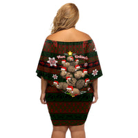 Meri Kirihimete New Zealand Off Shoulder Short Dress Christmas Kiwi Maori DT02 - Polynesian Pride