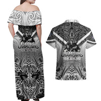 New Zealand Couples Matching Off Shoulder Maxi Dress and Hawaiian Shirt Rugby Aotearoa Champions DT02 - Polynesian Pride