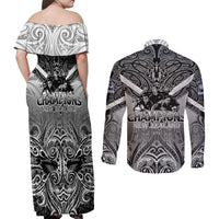 New Zealand Couples Matching Off Shoulder Maxi Dress and Long Sleeve Button Shirt Rugby Aotearoa Champions DT02 - Polynesian Pride