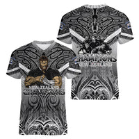 New Zealand Women V Neck T Shirt Rugby Aotearoa Champions DT02 - Polynesian Pride