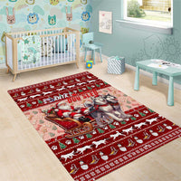 Dog Sled Christmas Area Rug Husky Sleigh Ride Design - Polynesian Pride